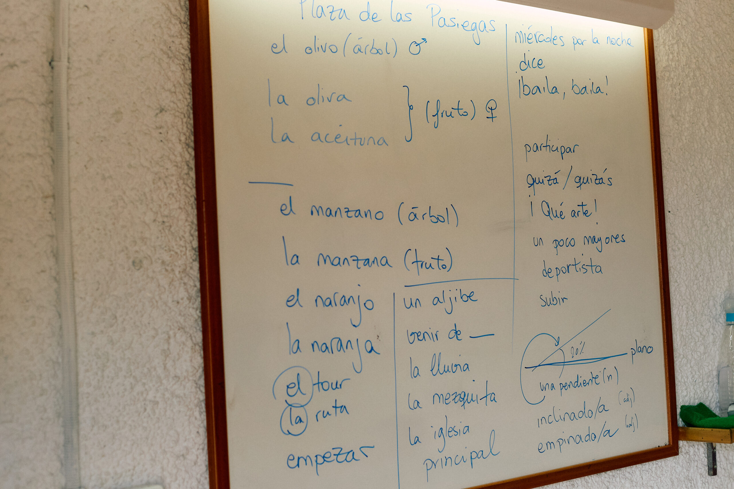 Pizarra clase de español